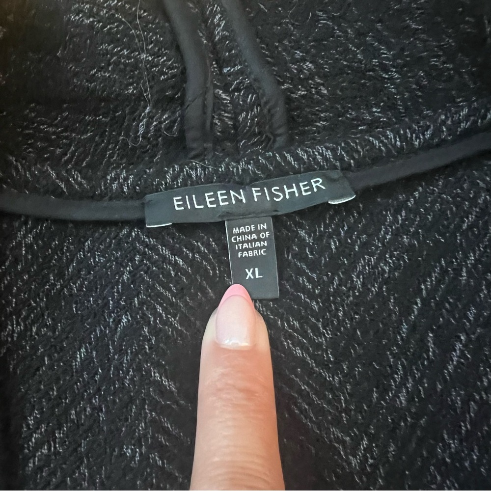 Eileen Fisher Sweater Shawl Open Front Cardigan Wool Blend Gray Size XL - Picture 2 of 9